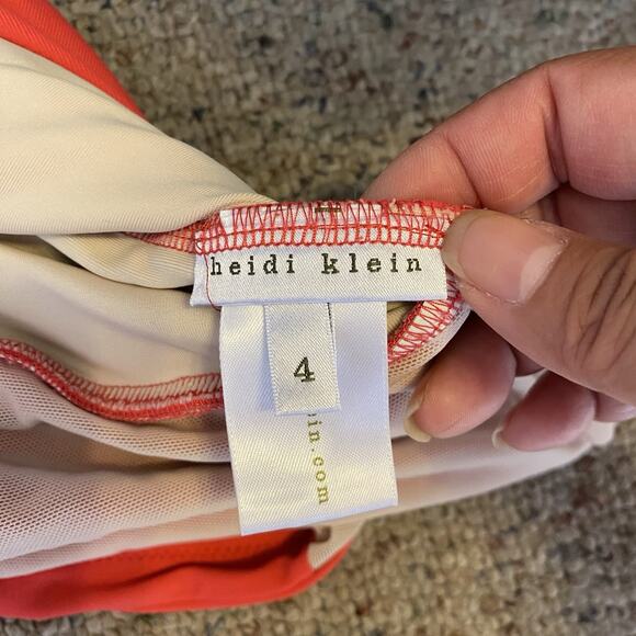 HeidiKlein Red HalterNeck OnePiece Swimsuit UnPadded Keyhole Beach Preppy 4 - Picture 3 of 9